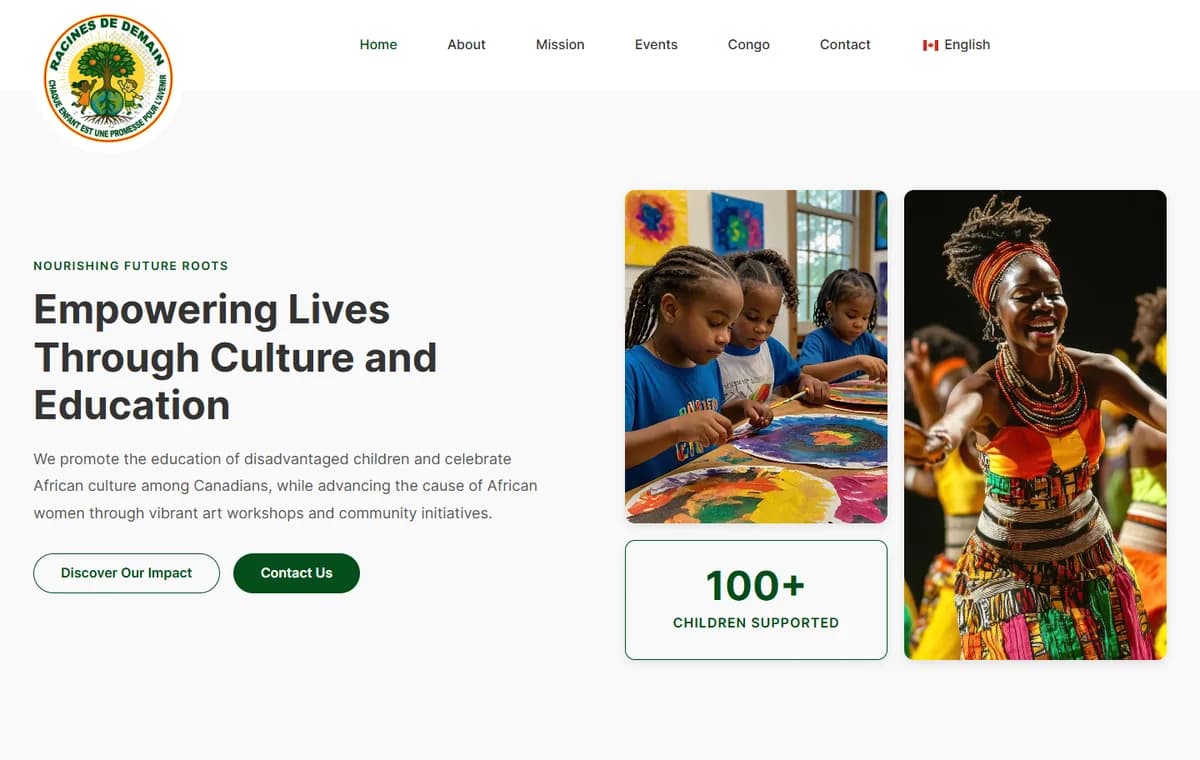 Racines de Demain website on desktop, built by PrimaryDM