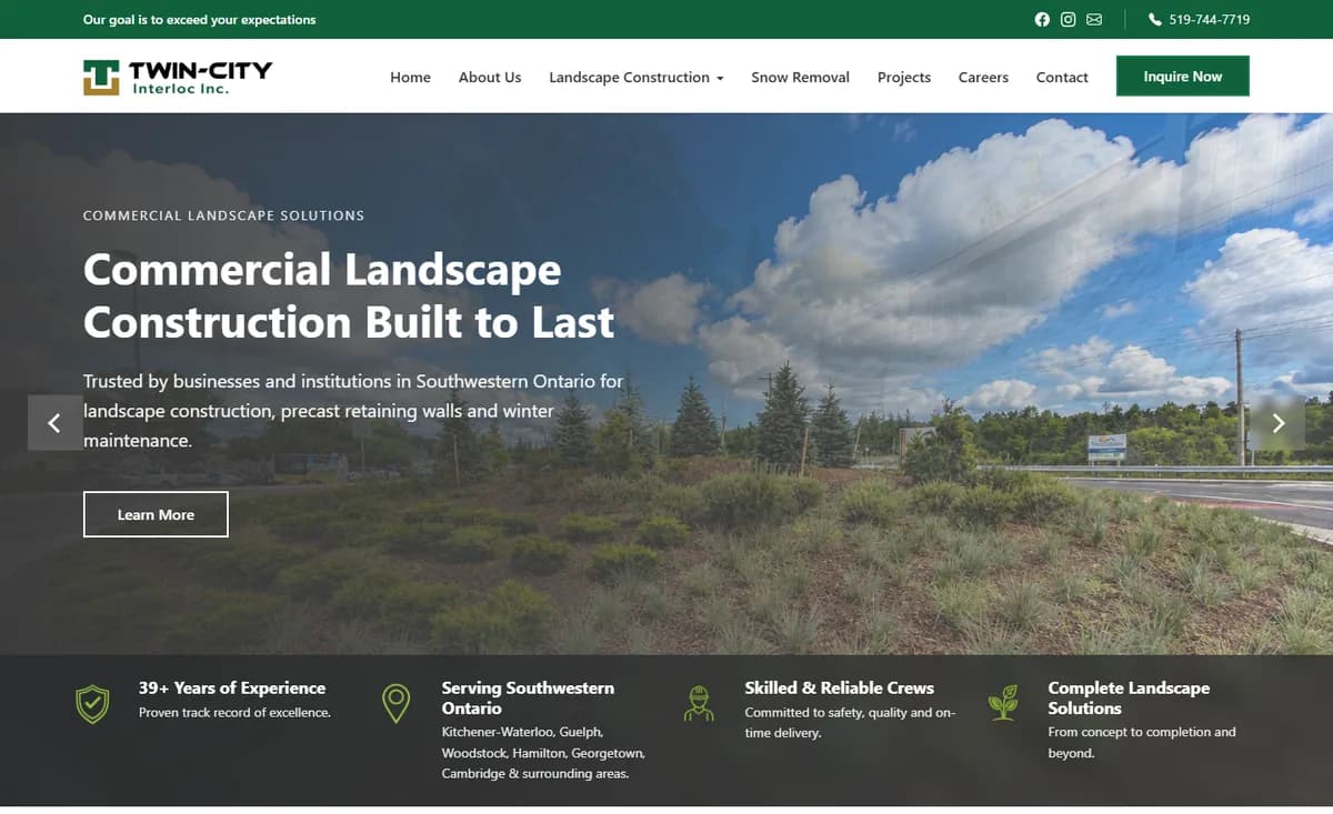 Twin-City Interloc website on desktop, built by PrimaryDM