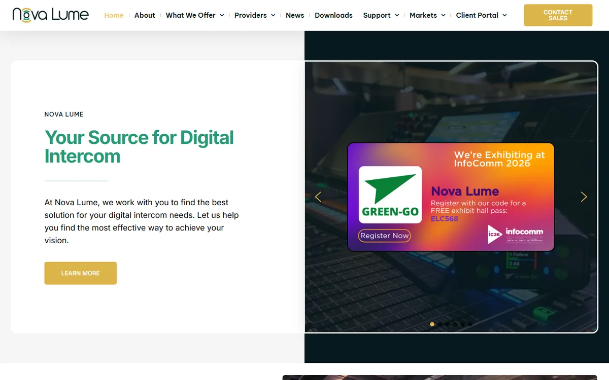 Nova Lume website homepage