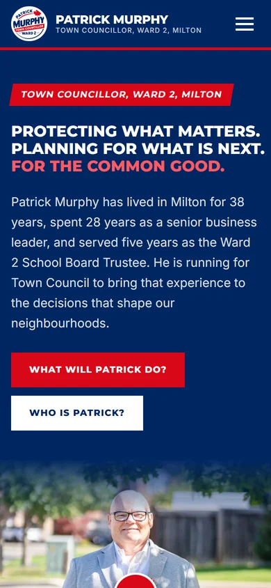 Patrick Murphy for Ward 2 on a phone
