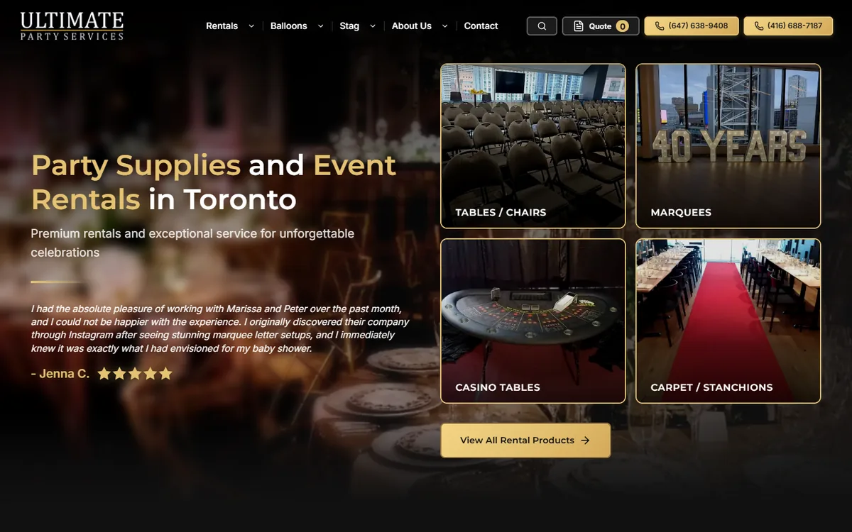 Ultimate Party Services: Rental Categories Up Front